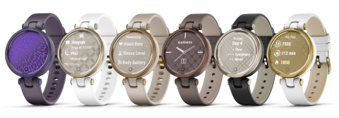1. Garmin Lily™ Sport Midnight Orchidea | 2. Garmin Lily™ Sport Cream Gold | 3. Garmin Lily™ Sport Rose Gold | 4. Garmin Lily™ Classic dark Bronze| 5. Garmin Lily™ Classic Cream Gold| 6. Garmin Lily™ Classic Light Gold