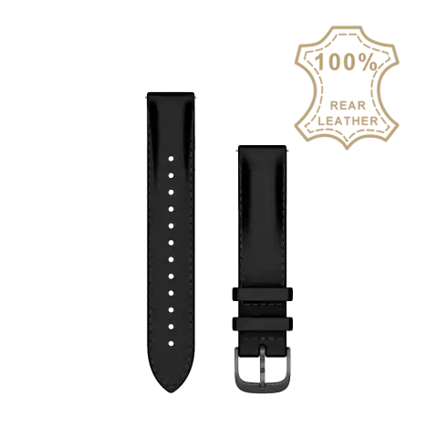 Garmin Quick Release 18mm fekete színű bőr óraszíj csiszolt sötétszürke csattal | 
010-12932-61