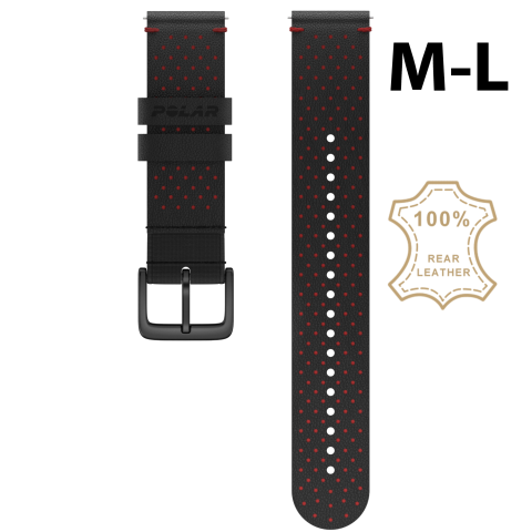 Quick 20mm Black-Red bőr óraszíj M-L méret