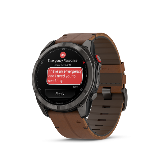 Garmin Fēnix 8 Pro – 51 mm, AMOLED Sapphire, Carbon Gray DLC Ti, Gesztenyebarna bőrszíjas