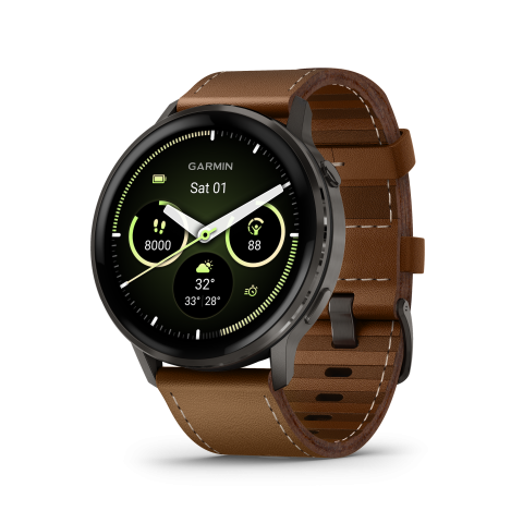 Garmin Venu® 4 Slate / Black Bőrszíjjal– 45mm	010-03014-03