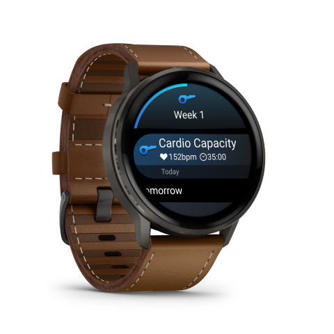 Garmin Venu® 4 Slate / Black Bőrszíjjal– 45mm	010-03014-03