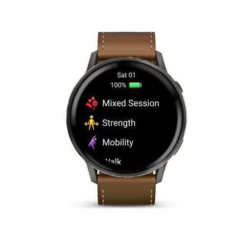 Garmin Venu® 4 Slate / Black Bőrszíjjal– 45mm	010-03014-03