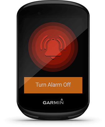 Edge 830 with bike alarm screen
