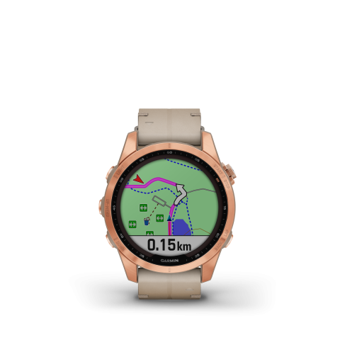 Garmin Fenix 7s Sapphire Solar Rose Gold Titanium bőr szíjjal (Exclusive)	010-02539-35
