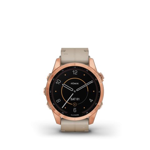 Garmin Fenix 7s Sapphire Solar Rose Gold Titanium bőr szíjjal (Exclusive)	010-02539-35