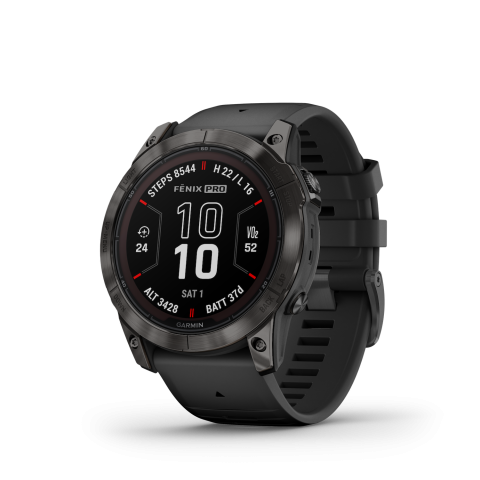 Garmin Fenix 7X PRO Sapphire Solar Carbon Grey DLC Fekete Szíjjal