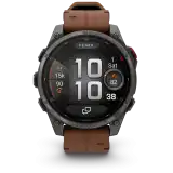Garmin Fenix 8 Pro – 47 mm, AMOLED Sapphire Carbon Gray DLC, Gesztenyebarna szíjal