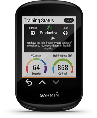 Edge 830 with training status screen
